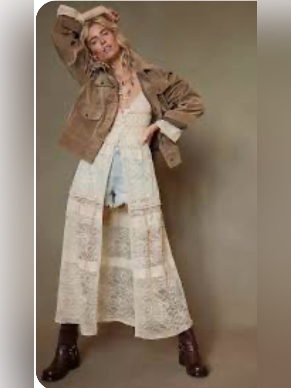 Free People Sweet Saloon Bodysuit Maxi in Tea